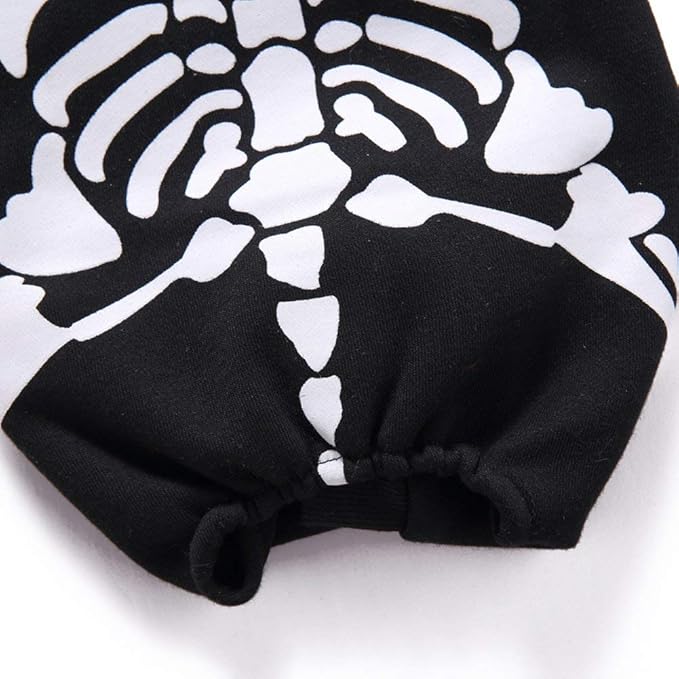 Halloween Fancy Fleece Dogs Cats Warm Pajama Coat Skeleton Costumes for Teddy, Pug, Chihuahua, Shih Tzu, Yorkshire Terriers, Papillon B-Black/White M
