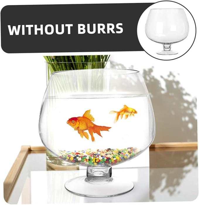 Clear Glass Fish Bowl Vase Capacity Transparent Desktop Aquarium for Fish and Hydroponic Plants Centerpiece for Home Office Decor