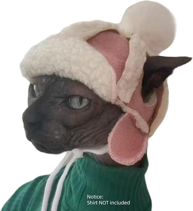 Cat Hats for Cats Only, Warm Cat‘s Beret Hat with Ear Holes, Pilot Cap Tiny Pets Party Costume, Cat Headwear Mini Hat SnugFit Sliding Toggles for Best Fit (Pink, Small (4-9.9 lbs))