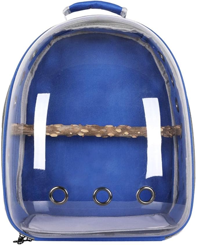 HEITIGN Bird Carrier Backpack Cage Transparent Parrot Carrier 1 Stick Wooden Standing Perch 12 Holes Ventilate Transparent Space Capsule Carrier Portable Bird Small Animal Travel