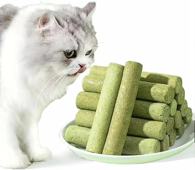 Meowly 110g Cat Grass ﻿Sticks for Cats, Natural Chicken Flavored Cat Grass ﻿Sticks for Teeth Cleaning and Hairball Remedy