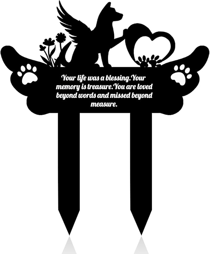 Pet Grave Markers,Metal Pet Headstone for Lost Dog Sympathy Gift,Waterproof Grave Markers for Garden or Indoor,Dog Tombstone Garden Memorial Stake (11.4in)