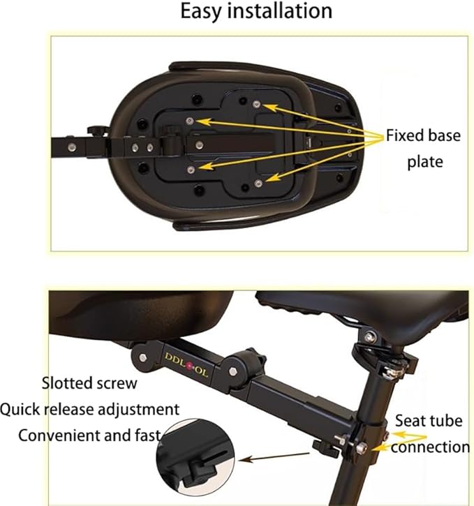 Dog Bike Seat – Front Bicycle Pet Seat with Adjustable Bracket, Backrest Angle & 3-Point Safety Harness, Footrest Extension, Fits 30–34 Mm Seat Tubes – Small Dog Bike Carrier(Black)