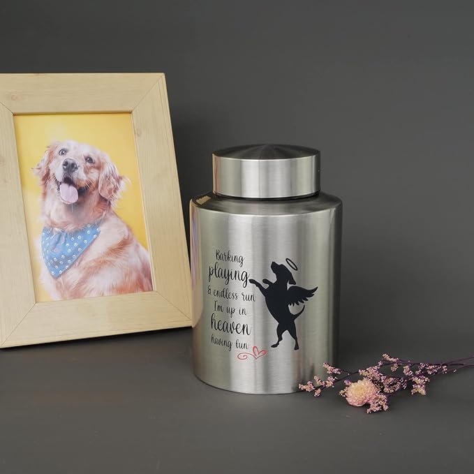 Pet Cremation Urns for Dogs Ashes, Up to 60 lbs Dog Memorial Keepsake Urns for Ashes-Medium (Playing in Heaven)