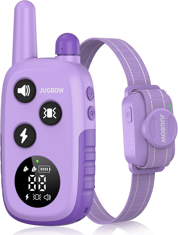Jugbow Dog Training Collar - 4200FT Dog Shock Collar with Remote for Large Medium Small Dogs, Rechargeable Waterproof IPX8 E Collars with Beep (1-3) Vibration(1-3) Safe Static(0-99), Purple