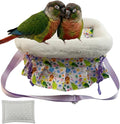 2 in 1 Warm Bird Carrier Bag, Bird Hammock Bed for Cage, Winter Travel Bag, Portable Parrot Outing Bag for Lovebird, Budgie, Conure, Quaker, Small Medium Birds (Purple,Medium)