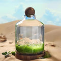 Glass Aquarium, Miniature Landscape Terrarium Glass Fish Tank with Wooden Base, Modern Betta Fish Tank, Small Aquarium for Home and Office Decoration,XXL