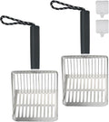 2PCS Cat Litter Scoop,Solid and Durable Kitty Metal Scooper,Stainless Steel Sifter,Heavy Duty,for Litter Box,Black Rubber Handle,Included Stainless Steel Hook
