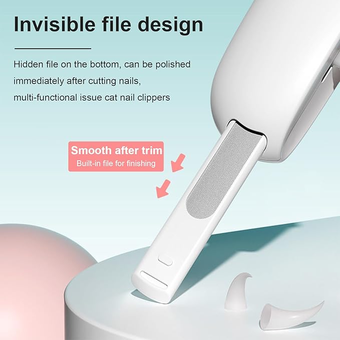 Wanheart Cat Nail Clippers with Debris Catcher & Hidden File, Adjustable Safety Guard Claw Trimmer for Indoor Cats & Kittens, Gentle Pet Grooming Tool (Pink)