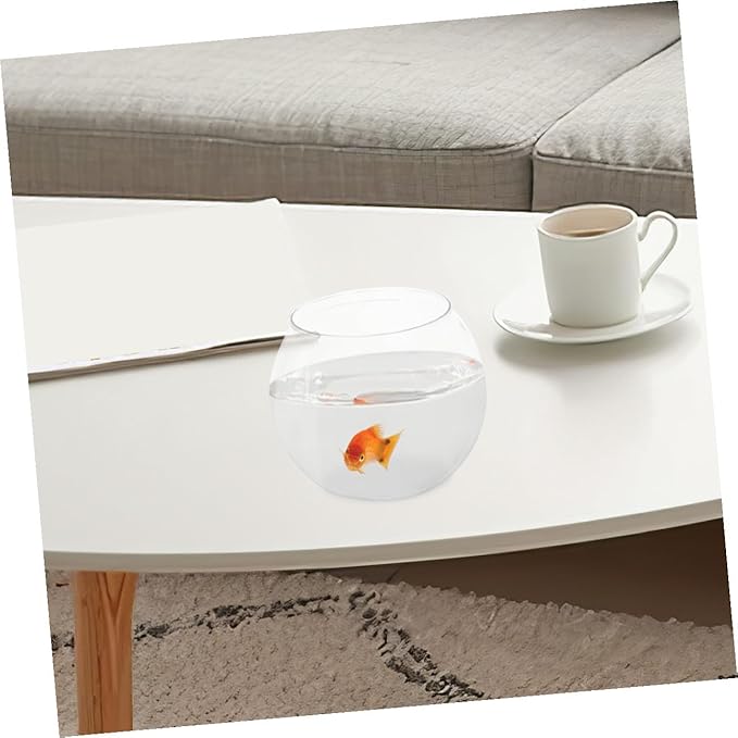 BESPORTBLE Tabletop Fish Tank Globe - Shatterproof Transparent Plastic Fish Bowl for Betta, Goldfish, and Turtles - 5.90 X 5.90 X 5.11 Inch, Ideal for Office and Home Decor