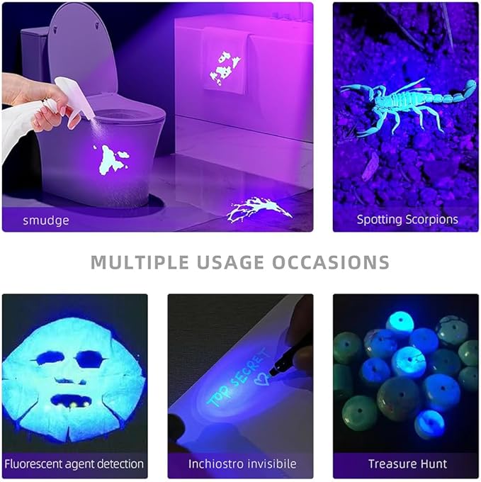 BEIKE UV Blacklight Flashlights, 12 LED 395nm Ultraviolet Blacklight (2 PCS) – Mini Portable UV Detector for Dog Urine, Pet Urine Detector Light for Stains, Bed Bugs, Resin Curing，Scorpions Finder