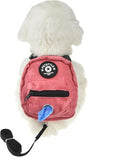 FLAdorepet Dog Backpack Harness with Leash, Dog Poop Bag Dispenser, Pet Self Carrier Adjustable Travel Hiking Walking Harness Backpack for Small Medium Dogs (L(Fit:10-15lb), Pink)