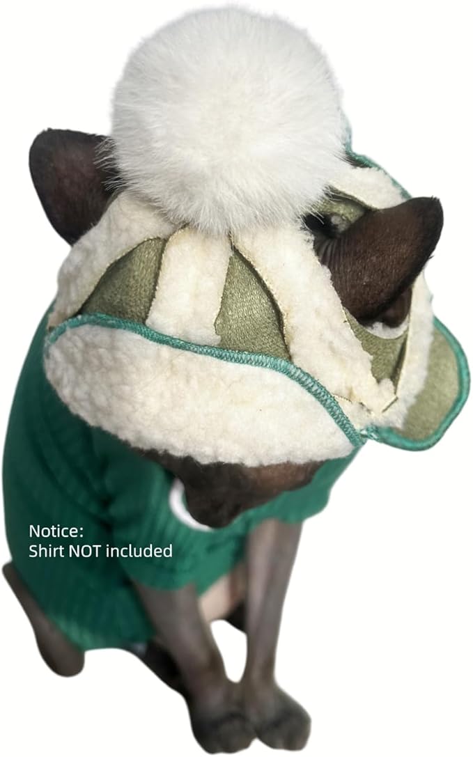 Cat Hats for Cats Only, Warm Cat‘s Beret Hat with Ear Holes, Pilot Cap Tiny Pets Party Costume, Cat Headwear Mini Hat SnugFit Sliding Toggles for Best Fit (Avocado, Small (4-9.9 lbs))