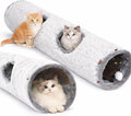 Cat Tunnels for Indoor Cats – Cat Crinkle Tunnel – Collapsible Long Plush– Cat Tube Cute Cozy Pet Play for Hours of Fun (47" / Pearl Gray)