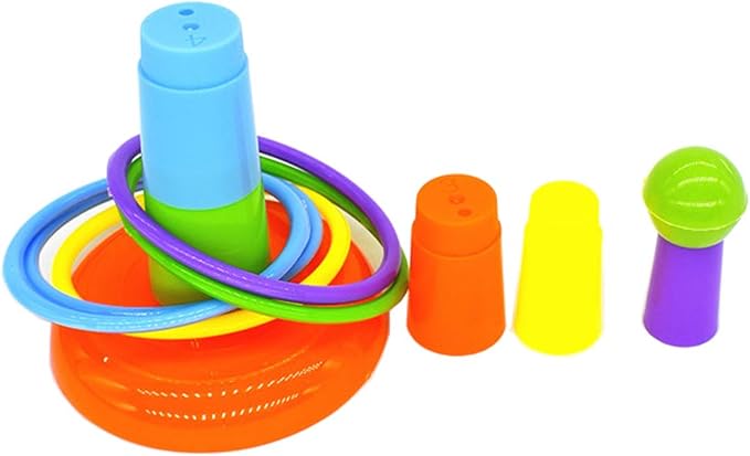 Hypeety 3 Pack Bird Intelligence Toys Stacking Training Rings Mini Shopping Cart Skateboard Stand Perch for Parrot Parakeet Cockatiel Conure Budgie Cockatoo (B)