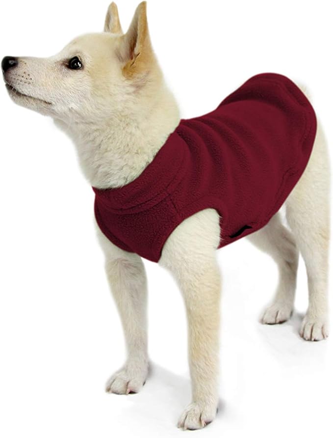 Gooby Stretch Fleece Vest Dog Sweater - Burgundy, X-Small - Warm Pullover Super Stretchy Fleece Dog Jacket for Small to Large Dogs