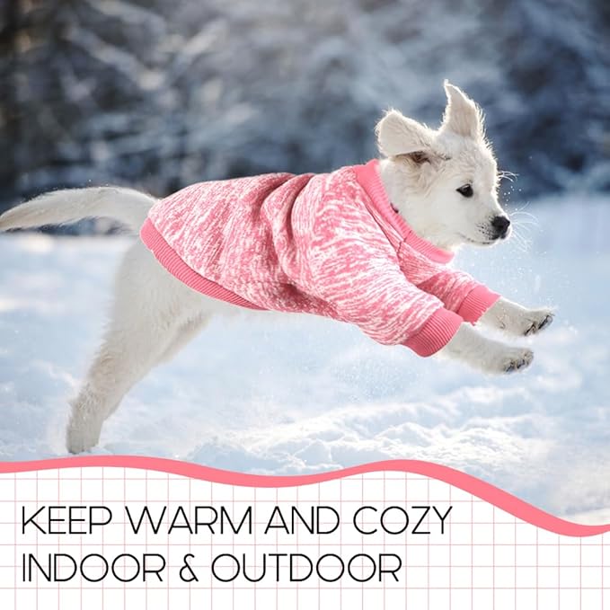 3 Pack Dog Sweaters for Small Dogs Girl Boy Winter Fleece Clothes Warm Soft Dog Sweatshirt Outfit for Dogs Cats Pet Apparel (Rose+Red+Pink, X-Small)