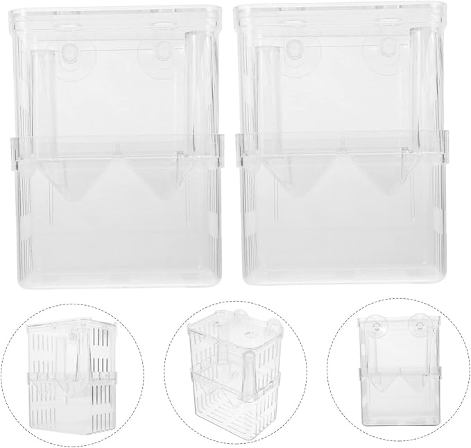 2Pcs Fish Breeding Box Aquarium Incubator with Suction Cups for Fry Isolation and Protection Enhances Survival Rate of Young Fish Tanks Color