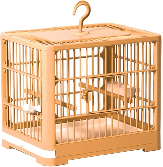 2026 New Bird Carrier Cage, Travel Bird Cage, Portable Bird Carrier, Small Birds Lightweight Parrots Cage, Detachable Tray Hook Handle Easy Transport Bird House for Travel Outdoor (Orange)