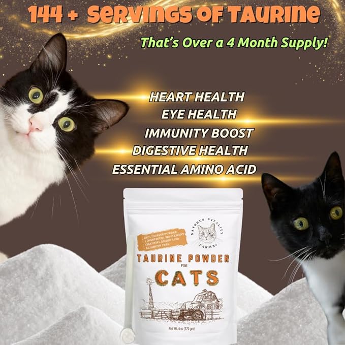Taurine for Cats - Taurine Powder for All Ages Including Kittens - 144+ Servings - 500mg Supplement - unscented (6oz)