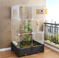 48.8-inch Home Acrylic Large Bird Cage, Parakeet Parrot Cage Birdcages Canary Bird Cages with Plant Box, Horizontal Wire Mesh, White, 29.1''Wx14.6''Dx48.8''H