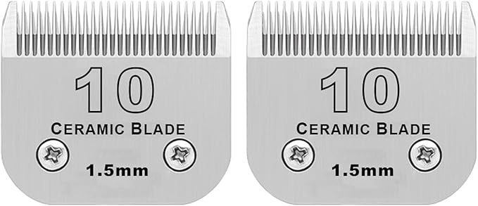 10 Dog Grooming Replacement Ceramic Blades Compatible with Wahl,Oster,Andis Dog Detachable Clipper,Cut Length 1/16-Inch,2 Pack