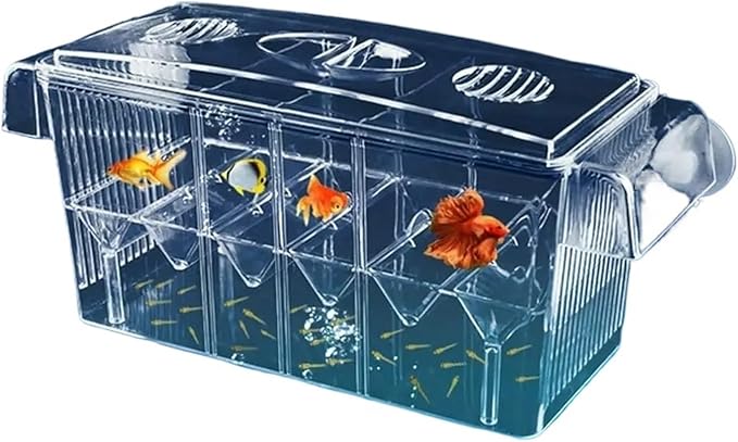 Self-Floating Aquarium Breeding Incubator Isolation Box – Double Layer 4 Rooms Transparent Acrylic Fish Hatchery Box for Fish Tank(1 Room)