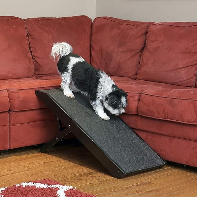 Dog Ramp for Couch, by DoggoRamps – Furniture Quality Solid Hardwood Ramp for Dogs to Get on Couch with Platform Top & Non-Slip Grip – Dog Couch Ramp for Small & Medium Dogs – 100% Made in N America