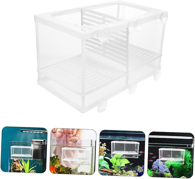 Aquarium Fish Breeding Box with Divider Fish Net for Fry Hatching Durable Separation Net Increases Survival Rate