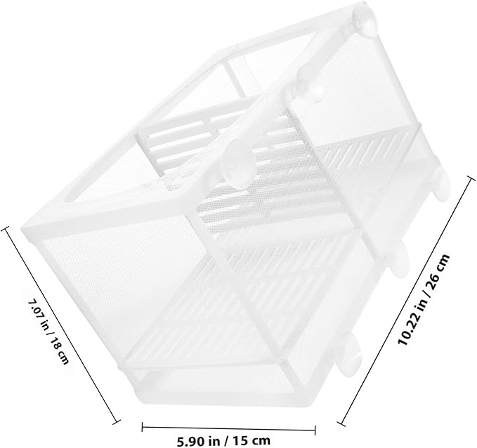 2Pcs Fish Tank Breeding Box with Divider and Suction Cups, Plastic Aquarium Hatchery Isolation Net for Shrimp and Fish Breeding, Large Size Separation Mesh for Aquatic Pet