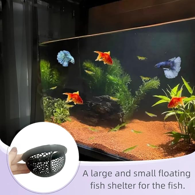 Laoha 2 PCS Floating Betta Hammock & Shrimp Shelter – 3D Printed Aquarium Decor with Feeding Ring, Safe Resting Spot for Betta Fish, Shrimp and Small Fish