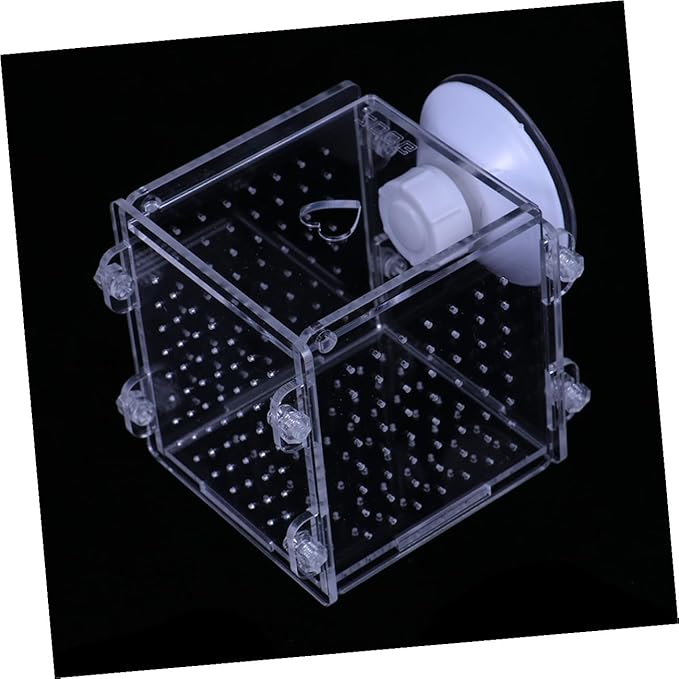 Luxshiny Aquarium Fish Isolation Box Acrylic Breeding Tank 8x8x8.8cm Fish Tank Separator for Betta Guppies Shrimp Breeding and Incubation
