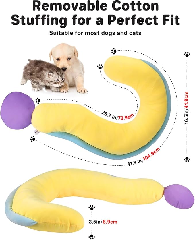 Dog Calming Pillow – Soft Plush Cat Body Pillows for Small/Medium/Large Dogs, Cozy Cotton-Filled Dog Neck Pillow, Cute Design for Rest and Relaxation