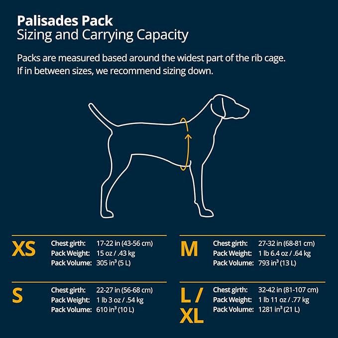 Ruffwear Palisades Dog Backpack, Multi-Day Pack with Removable Saddlebags, Breathable Adjustable Harness, Reflective Trim, Glacier Lake, Medium
