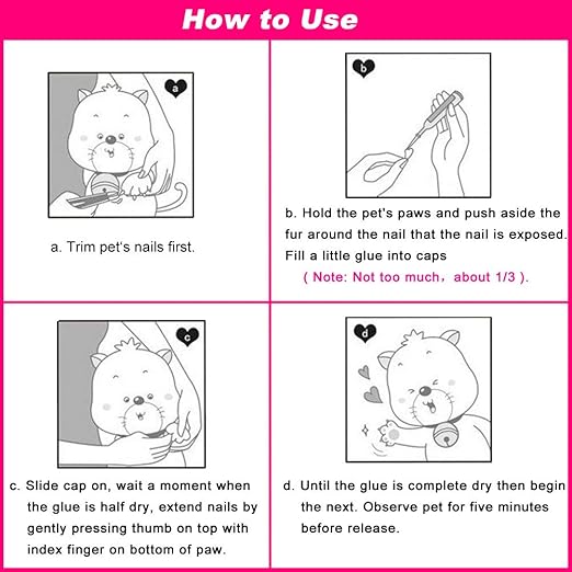 VICTHY 10pcs Special Pet Nail Adhesive Glues & 15pcs Applicator Tips for Dog or Cat Nail Caps