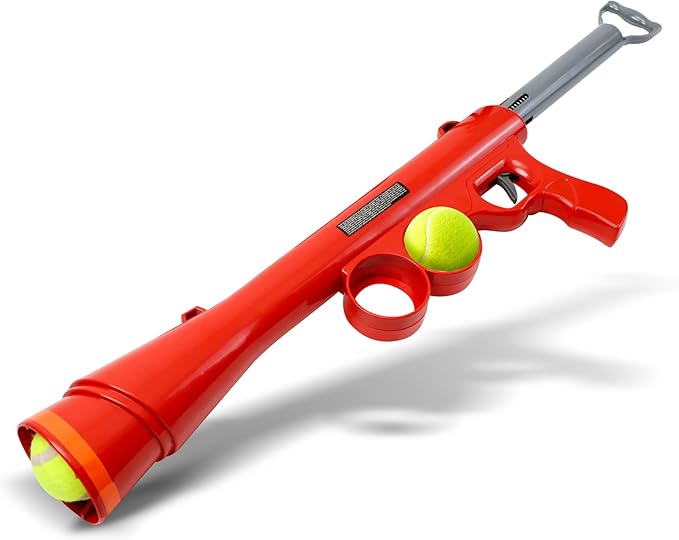 SPOT Launch & Fetch Tennis Ball Launcher Dog Toy | Interactive Dog Fetch Toy Launches Up to 65 Feet | Hands-Free Pickup | Includes 2 Tennis Balls & Removable Shoulder Strap | 24"