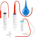 Newborn Puppy Kitten Small Animal Sterile Mucus Extractor Suction Catheter, Animal Kid Puppy Kitten Tube Feeding Kit 8 FR Red Feeding Tubes with 20ml Syringes and Bulb Aspirator