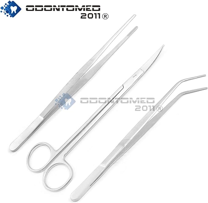 OdontoMed2011 Aquatic Plant Tweezers Scissor Tool - 3 in 1 Stainless Steel Aquarium Tank Aquascaping Tools Set for Fish Starter Set & Aquariums Tank Plants Set ODM