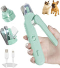 2-in-1 Dog Nail Clipper & Nail Grinder with 2 LED Lights Splash Guard for Large Medium Small Cats Dogs Pets Paw Trimmer Claw Grinders USB Rechargeable (Green)