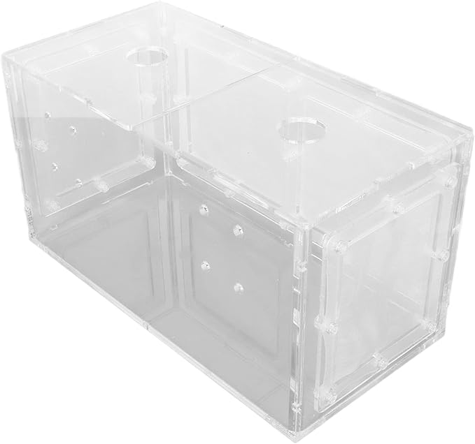 Fish Breeding Isolation Box | Transparent Mesh Side Aquarium Incubator | Guard Small Fish/Eggs | Acrylic Lid & Adjustable Hook | for Fish Tank Hatching (20 * 10 * 11CM)