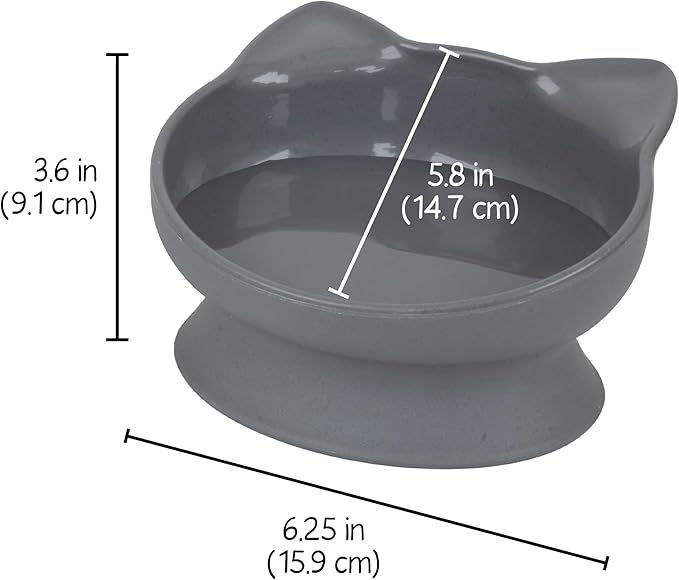 Kitty City Elevated Cat Bowls (Set of 2), Whisker-Friendly Raised Cat Food & Water Dishes, Modern Pedestal Design, Dishwasher Safe, 10.8 oz Each – White & Gray