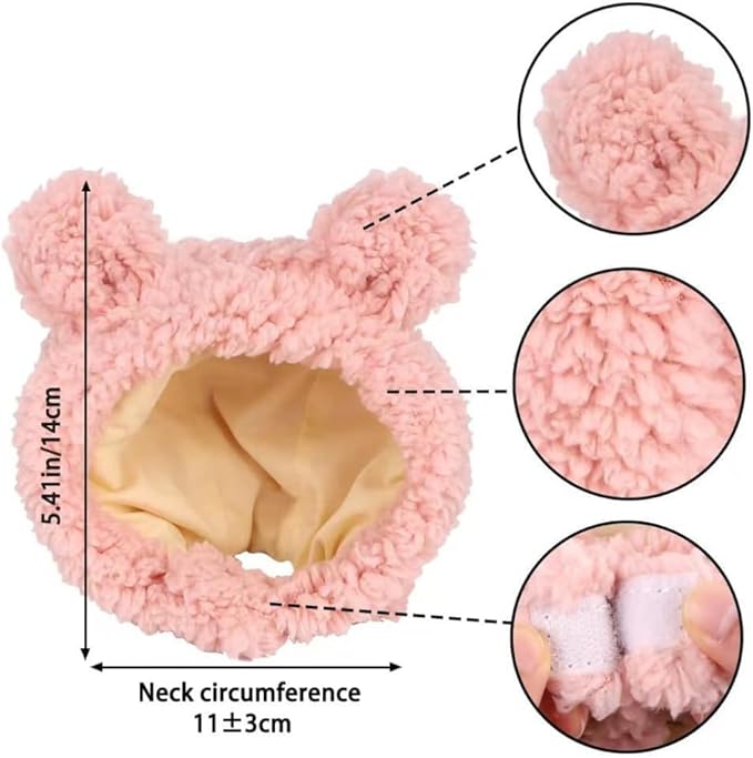 Cute Cat Hats 3-Pack - Lion Rabbit Pink Bear Costume Headwear for Kittens,Bunny Ears for Cats,Soft Dress Up Party Halloween Costume Accessories for Cats