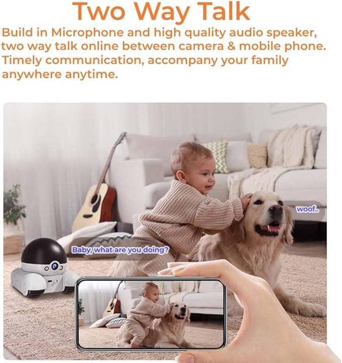 Pet Cameras Indoor with Phone App, 1080p Dual Lens, P 360°/T 90° Rotation Monitoring, 2-Way Talk, Night Vision, Motion Detection, Video Recording (WiFi, 64GB)