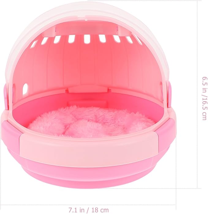 BESPORTBLE Portable Parrot Travel Cage Carrier with Warm Nest Pad, Lightweight Bird Carrier for Small Birds, Pink Space Capsule Design for Outdoor Use and Pet Sleeping Bed