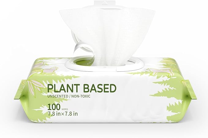 100 Unscented Pet Wipes for Paws and Butt Plant Based Hypoallergenic Pets Cleansing & Deodorizing Anal Gland Hygienic Puppy Wipes for Dogs Face and Body Cat Wipes Cleaning Fur Doggie Wipes Doggy Wipes