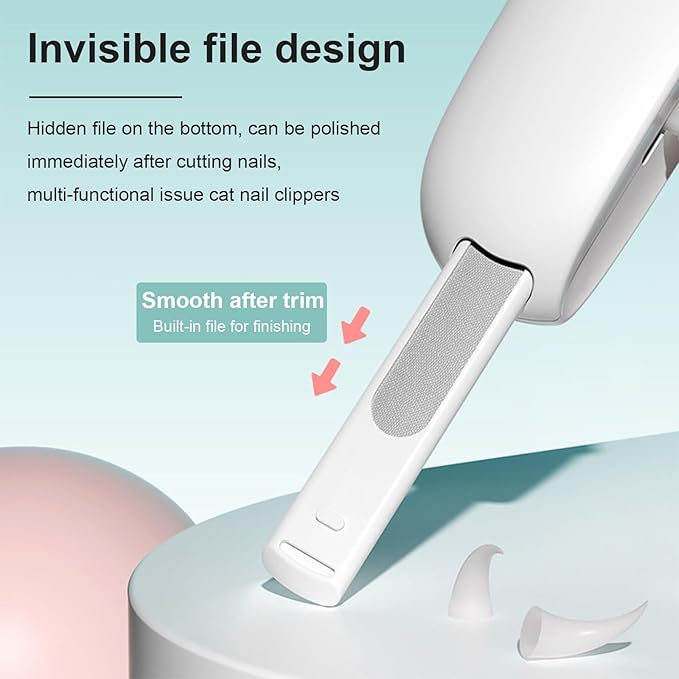 Wanheart Cat Nail Clippers with Debris Catcher & Hidden File, Adjustable Safety Guard Claw Trimmer for Indoor Cats & Kittens, Pet Grooming Tool (Blue)