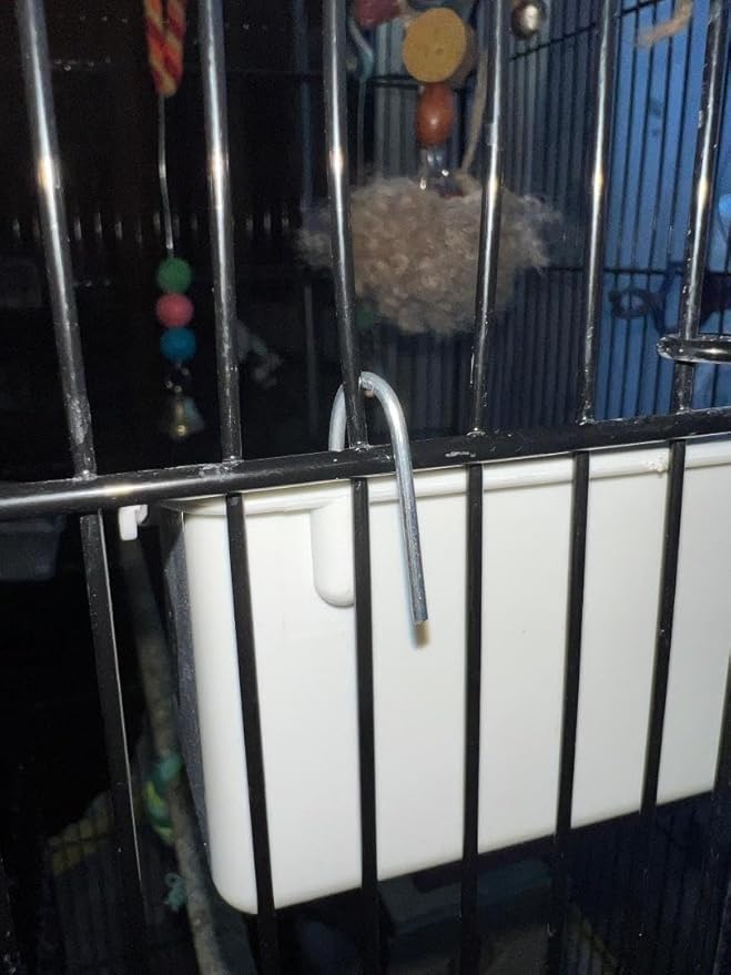 2 Bird Cage Aviary Universal Hanging Ccups Seed Food Feeders with Spill Proof Dividers Wire Hangers 4 oz Each