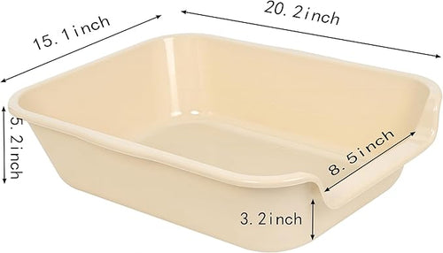 1 Pack Extra Large Dog Litter Box Pan Tray (ABS Material), Low Entry Jumbo Senior Litter Boxes for Multiple Kitten Big Cats, Pet Safe Indoor Dog Potty (Sandbeach, 20" L x 15" W)