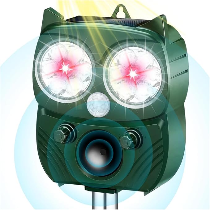 Cat Repellent Outdoor, Solar Ultrasonic Animal Repellent Outdoor with Motion Sensor Waterproof Cat Deterrent to Scare Cats Dog Deer Raccoon Skunk Squirrel