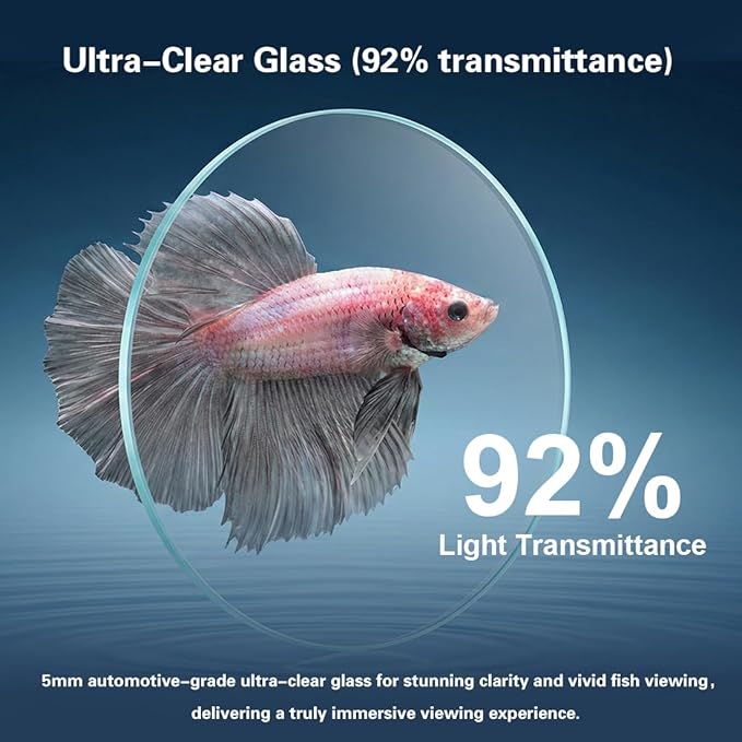 Fish Tank Kit,1.2 Gallon Small Aquarium,Ultra-Clear Nano Aquarium,Betta Fish Tank,Small Fish Tank,Aquarium Starter kit with Light,Filter,Pine Skin Stone,Sand and Artificial Plants